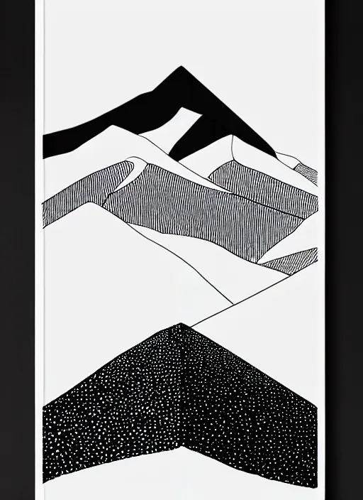 Prompt: urban outfitters poster black background white lines drawn topography mountain