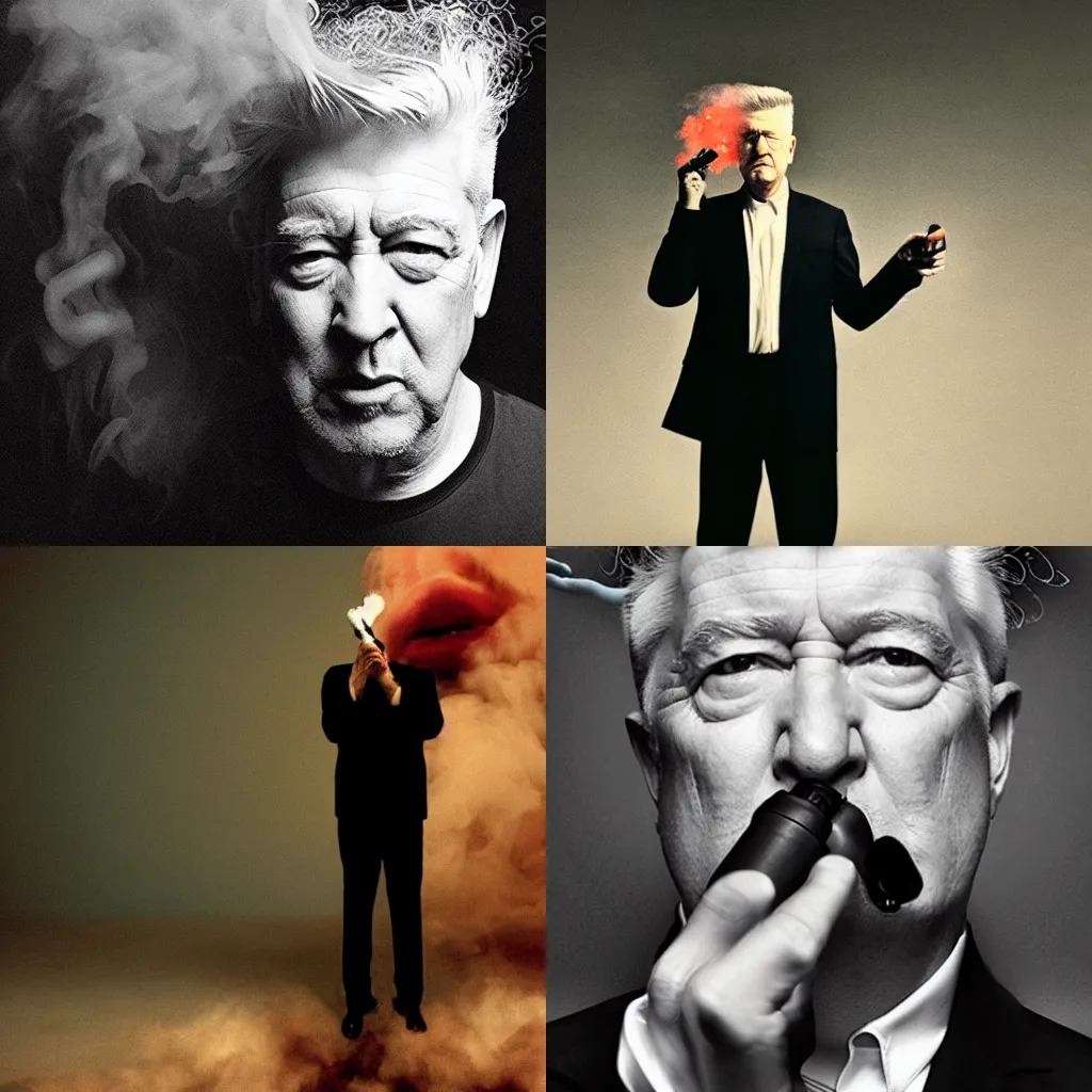 Prompt: david lynch vaping