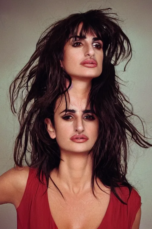 Prompt: photo of penelope cruz, portrait, mid shot, 3 5 mm, kodak gold 2 0 0