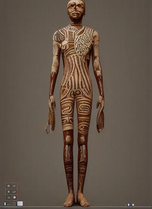 Prompt: : human with hieroglyphic pattern skin all over hyper detailed dalle2 3d render unity gigapixel unrealengine octane