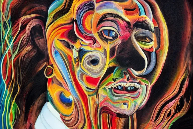 Image similar to portrait of a uncanny painter by Chor Boogie and Salvador Dali collaboration