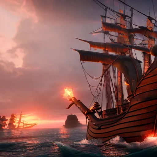 Image similar to sirens capturing a pirate ship, highly detailed, photorealistic portrait, bright studio setting, studio lighting, crisp quality and light reflections, unreal engine 5 quality render