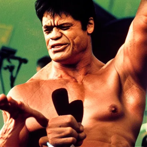 Image similar to hulk performing at woodstock