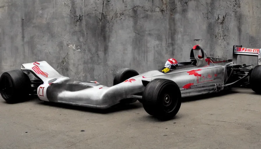 Prompt: banksy graffiti of an f 1 race car by banksy, graffiti, f 1 2 0 2 2 sports car, stencil graffiti