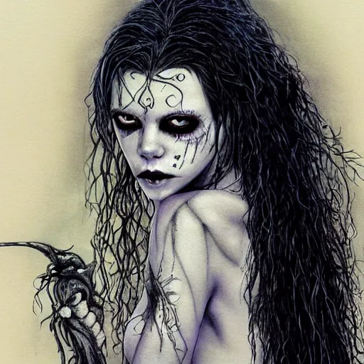 Image similar to portrait of anya taylor joy as death from sandman, by luis royo