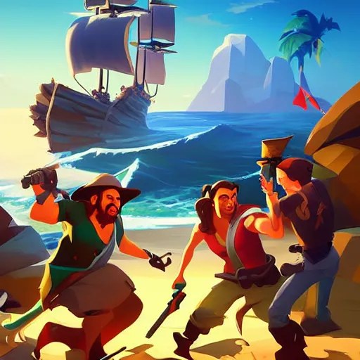 Image similar to painting treasure on sea of thieves game smooth median photoshop filter cutout vector, behance hd by jesper ejsing, by rhads, makoto shinkai and lois van baarle, ilya kuvshinov, rossdraws global illumination