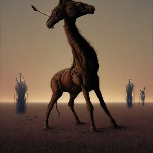 Image similar to A painting of a centaur like ant queen standing on her hind legs formian pathfinder, digital art, Wayne Barlowe Pierre Pellegrini Greg Rutkowski