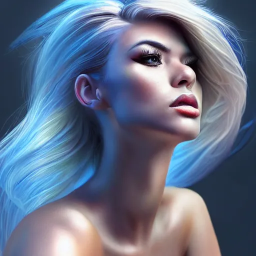 Image similar to half - electric striking woman, cute - fine - face, pretty face, oil slick hair, realistic shaded perfect face, extremely fine details, realistic shaded lighting, dynamic background, artgerm, 8 k ultra realistic, highly detailed, ando tadao