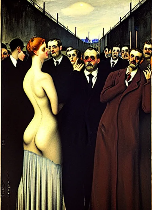 Image similar to The Abandon of Euphoria, Election Poster, by Paul Delvaux, 1900s, 8k