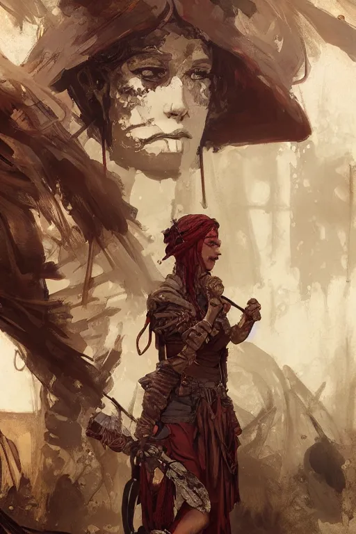 Image similar to a full body portrait of a beautiful post apocalyptic offworld merchants quarter bedouin blind pulp fiction scarlet wild rogue barbarian leper begging by the roadside, intricate, elegant, highly detailed, digital painting, artstation, concept art, smooth, sharp focus, illustration, art by krenz cushart and artem demura and alphonse mucha