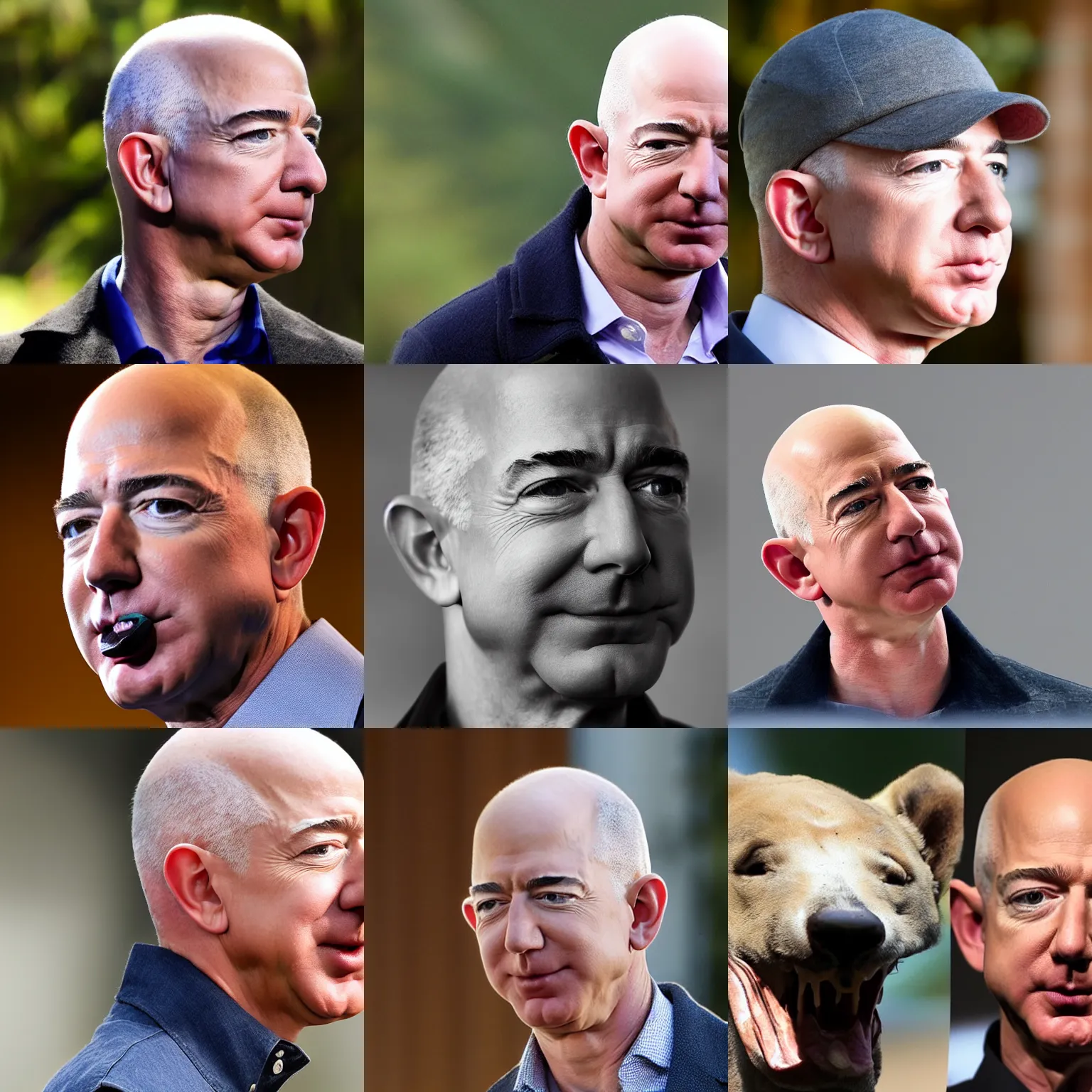 Prompt: bezos with his ear folded back into his mouth
