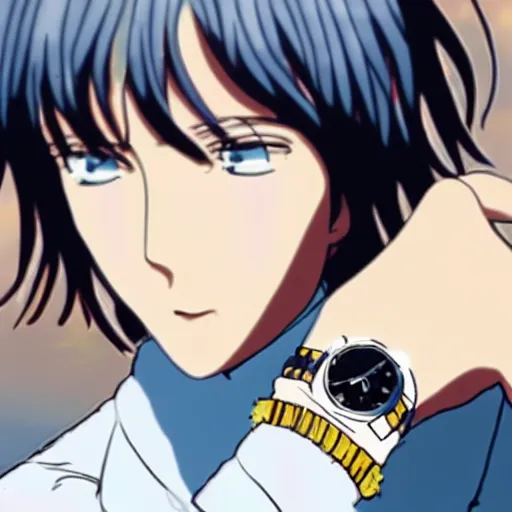 Prompt: anime illustration of young Paul McCartney from the Beatles, wearing a blue and white check shirt and watch, relaxing on a yacht at sea, screenshot from Weathering With You (2019)