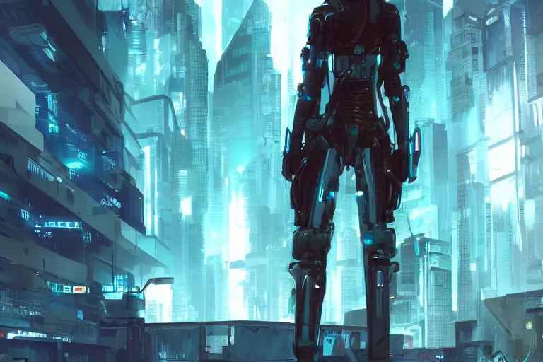 Prompt: a transhuman fox in a cyberpunk city, trending on artstation, by kawacy, neon backlighting