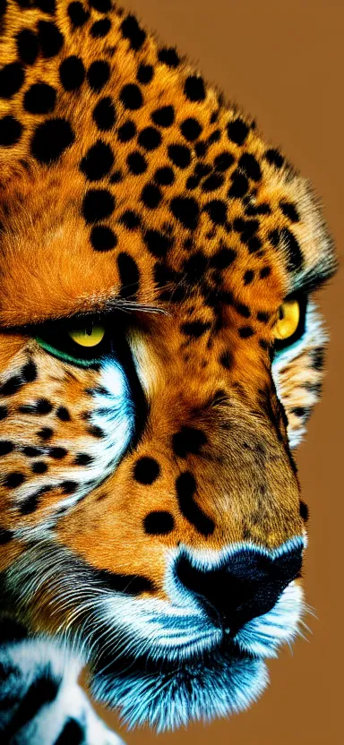 Image similar to a portrait photo of luffy as cheetah, side shot, by professional photographer, 8 k resolution, high quality