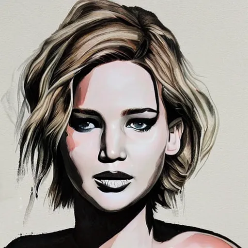 Image similar to portrait of Jennifer Lawrence by Sandra Chevrier