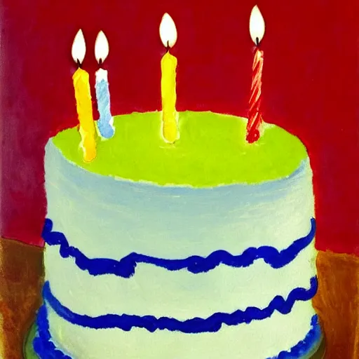 Prompt: birthday cake painting by matisse