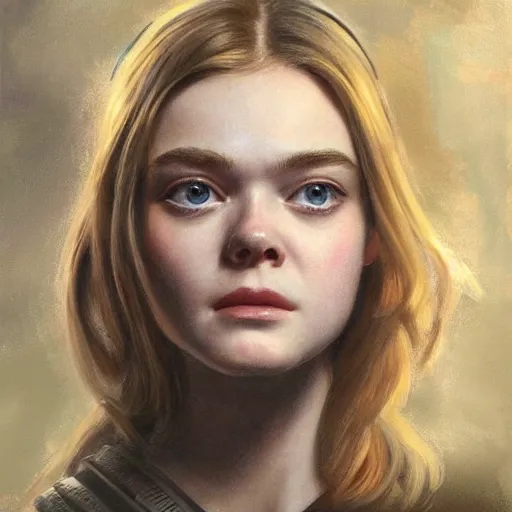 Image similar to ultra realistic portrait painting of elle fanning in halo odst, art by frank frazetta, 4 k, ultra realistic, highly detailed, epic lighting