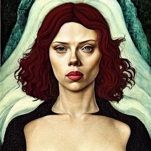 Prompt: scarlett johansson as gollum, elegant portrait by sandro botticelli, detailed, symmetrical, intricate