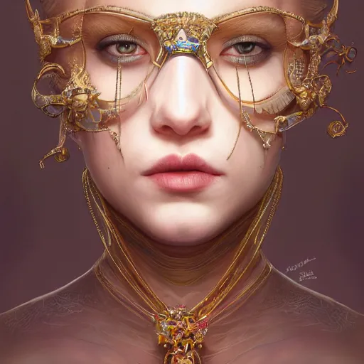 Image similar to A masterpiece portrait of a Incredibly beautiful queer blind sun princess beautiful girl. The Queen of the rats.medium shot, intricate, elegant, highly detailed. trending on artstation, digital art, by Stanley Artgerm Lau, WLOP, Rossdraws, James Jean, Andrei Riabovitchev, Marc Simonetti, Yoshitaka Amano