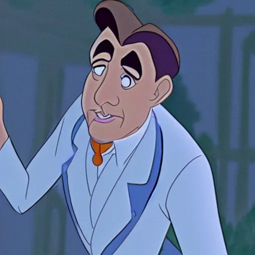 Image similar to steve carell in anastasia, don bluth animation, film still