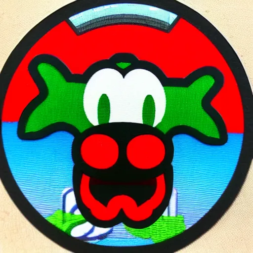 Image similar to symmetrical die cut sticker, yoshi from yoshi's island