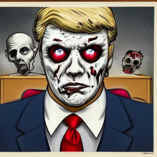 Prompt: Official White House portrait of a zombie President