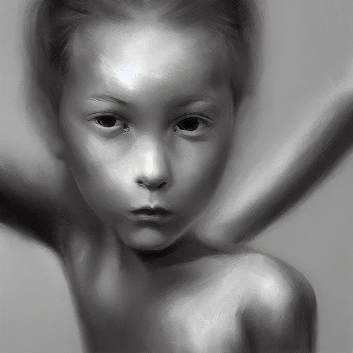 Image similar to human touch concept art oil painting, black and white, by jama jurabaev, minimally detailed, brush hard, artstation