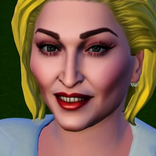 Image similar to a medium shot of madonna. snapshot from the sims