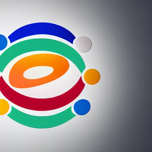 Prompt: a corporate logo with a multicoloured circle and dots around it