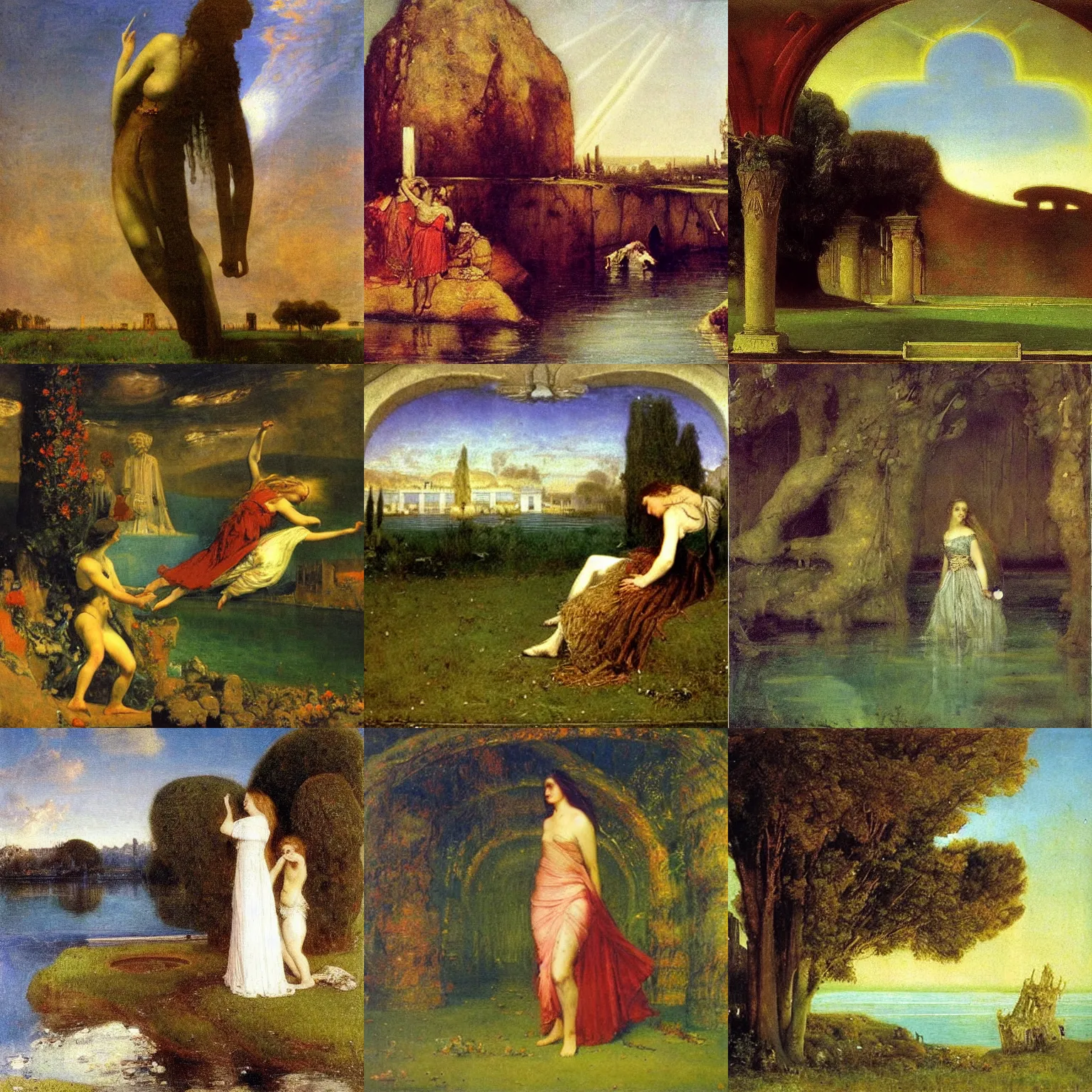 Prompt: an artwork by arnold bocklin