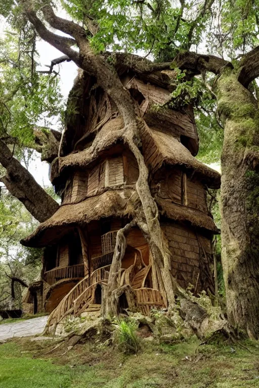 Image similar to a house carved in an ancient tree