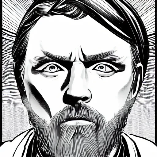 Image similar to Obi-Wan Kenobi portrait in the style of Junji Ito. Manga. Black & White. Gothic. Horror. Extremely detailed. 4K.