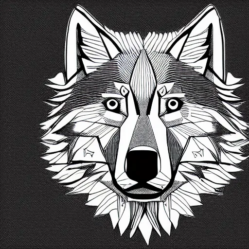 Prompt: professional but simple line art of a wolf, outline, high quality, HD, 8K, award-winning
