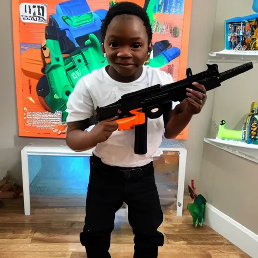 Prompt: dababy holding 2 nerf guns