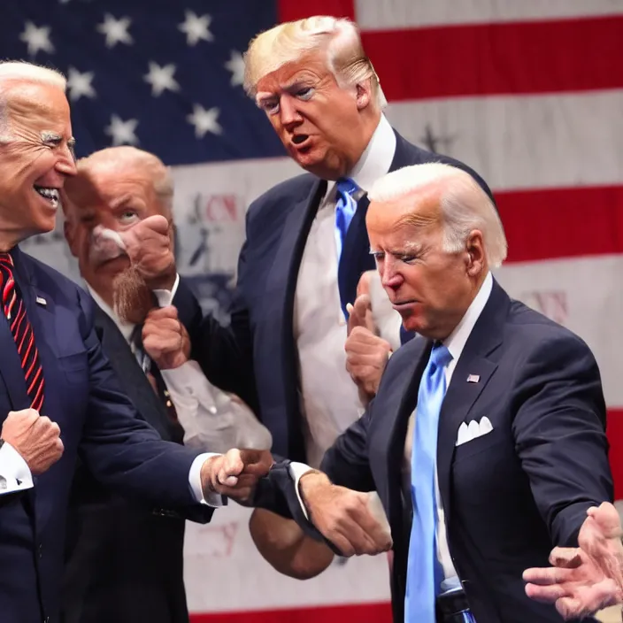 Image similar to joe biden and donald trump in a boxing match, detailed sharp photo