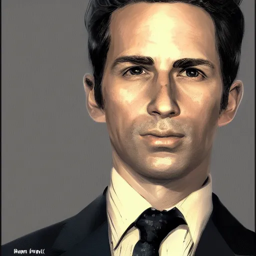 Image similar to portrait of ryan frankel founder president in the style of Benjamin Bader, sharp, highly detailed, realistic face, digital art, epic, fantasy, artstation