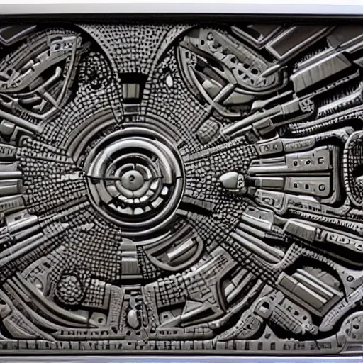 Image similar to highly detailed futuristic panel from alien spacecraft