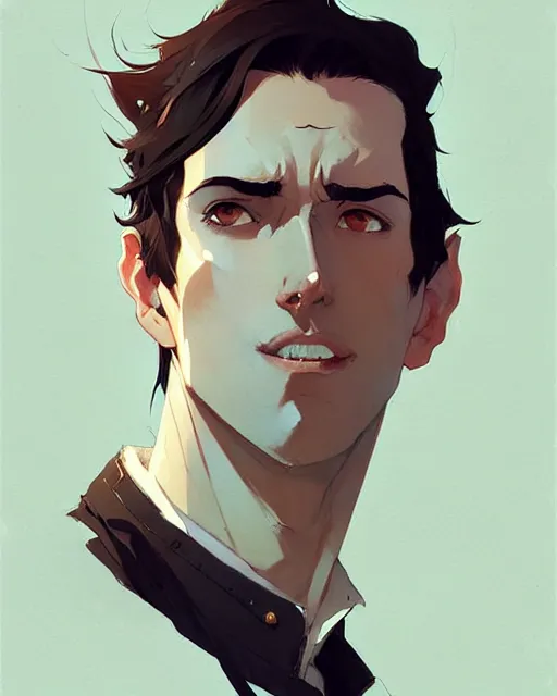 Image similar to portrait of male lord with dark hair and golden eyes, by atey ghailan, by greg rutkowski, by greg tocchini, by james gilleard, by joe fenton, by kaethe butcher, dynamic lighting, gradient light blue, brown, blonde cream and white color scheme, grunge aesthetic