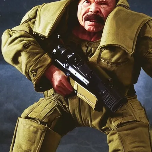 Image similar to Charles Bronson as Doomguy, Doom 2016