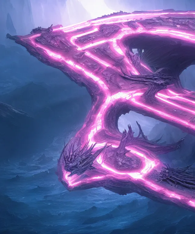 Image similar to charybdis shot from an aerial view, epic scale, fantasy, elegant, crisp 8 k line art, digital painting, artstation, unreal engine, octane render, emissive lighting, concept art, matte, sharp focus, hyper realistic lighting, illustration, deep royal blue and pink color scheme, art by dave kendall