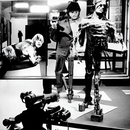 Image similar to andy warhol filming frankenstein in 1 9 7 0's, activity play centre, plastic, toy, butcher billy style