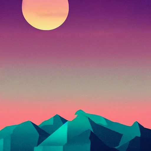 Image similar to aesthetic synthwave mountain between the clouds, moon, sharp focus, sharp, behance