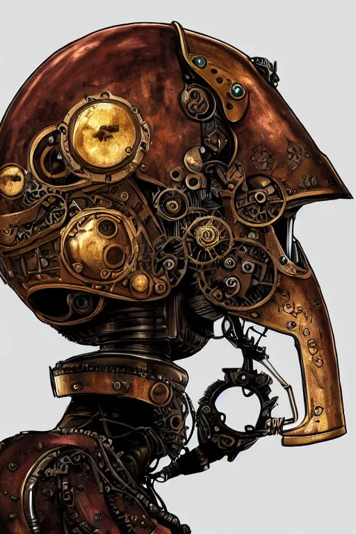 Image similar to steampunk helmet fantasy art mask robot ninja stylized digital illustration sharp focus, elegant intricate digital painting artstation concept art global illumination ray tracing advanced technology chaykin howard and campionpascale and cooke darwyn and davis jack