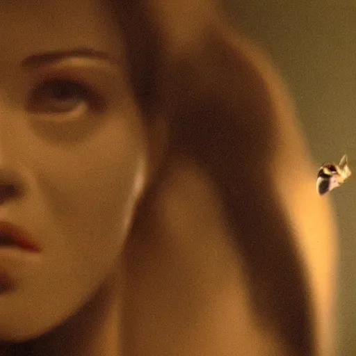 Image similar to humanoid female moth, movie still of a moth-woman, moth