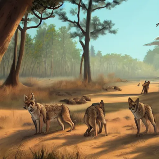 Prompt: a coyote sanctuary, featured on artstation