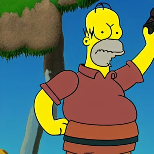 Image similar to homer simpson in breath of the wild