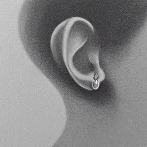 Prompt: “pencil sketch of an ear with an earring on the lobe, melancholic”