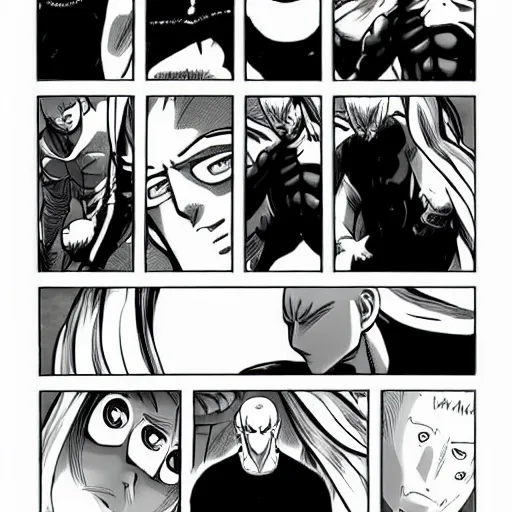 Image similar to a page from the one punch man webcomic by one, bad art of one webcomic, best panel, black and white, simple art style