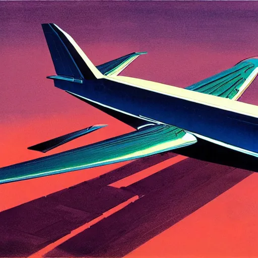 Image similar to concept art for roofless plane, painted by syd mead