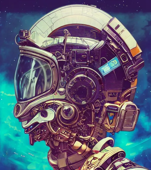 Image similar to high quality high detail biomechanical portrait of diesel punk in an alien world, gundam head, mekka, tristan eaton, victo ngai, artgerm, rhads, ross draws, hyperrealism, intricate detailed, alphonse mucha, 8 k, sci - fi, pastel colors, artstation,